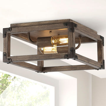 Magnolia 11.5" Iron Rustic Farmhouse LED Flush Mount - JONATHAN Y